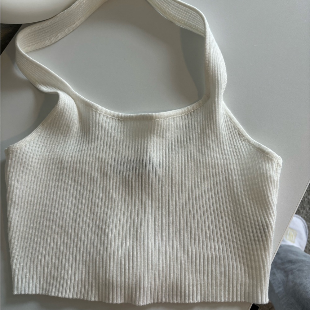 White Halter Crop Top